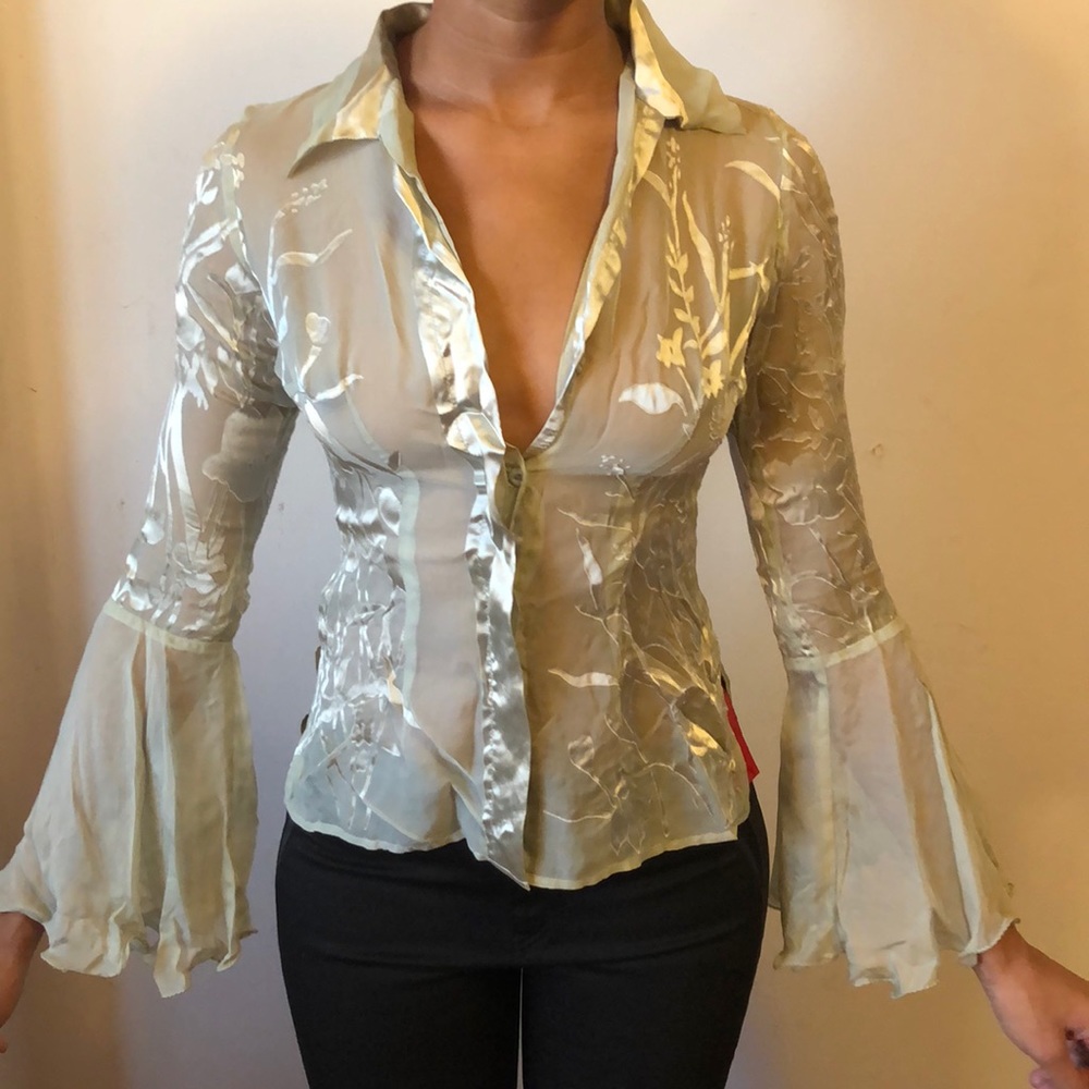 Floral semi-sheer blouse